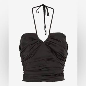 Express Ruched Satin Halter Top